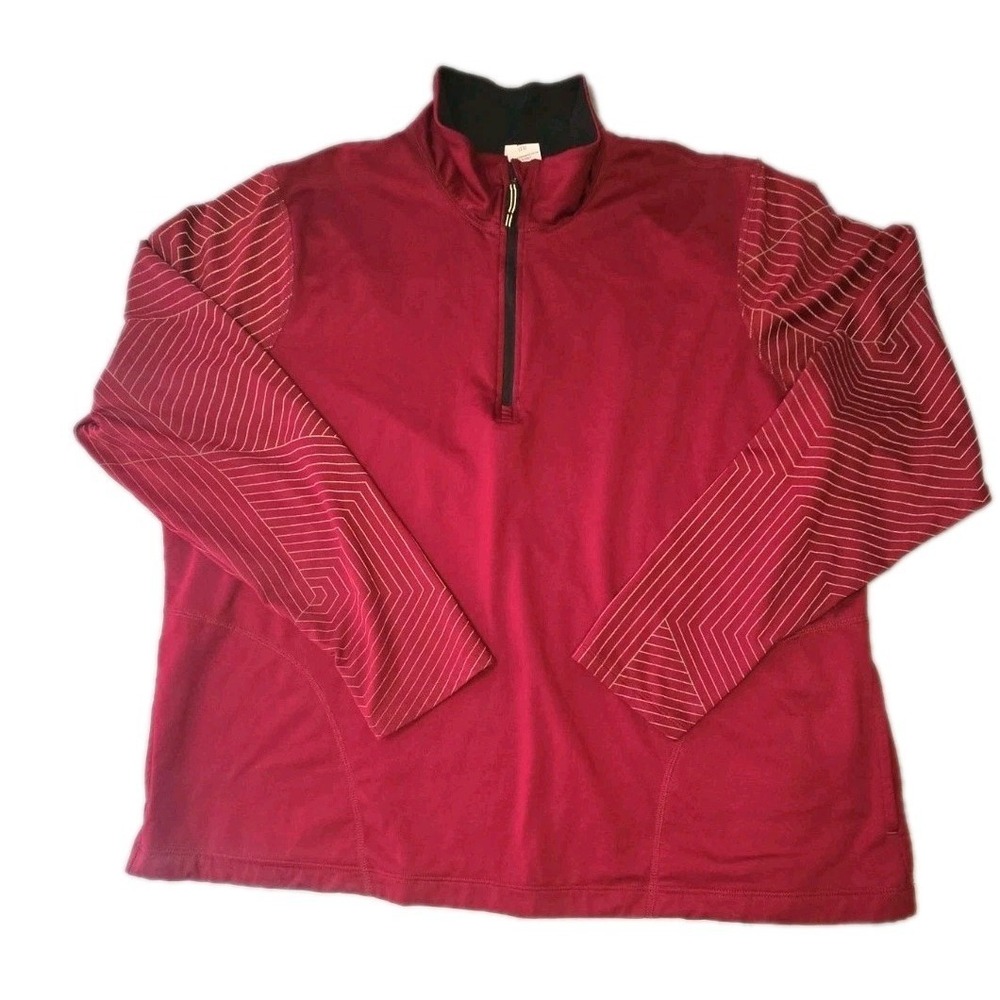Avia Womens Pullover Quarter Zip Shirt Size XXXL 22 Burgundy Long Sleeve Thumbho